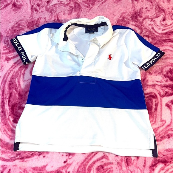 Toddler Polo by Ralph Lauren White and Blue Polo Shirt - Picture 1 of 4